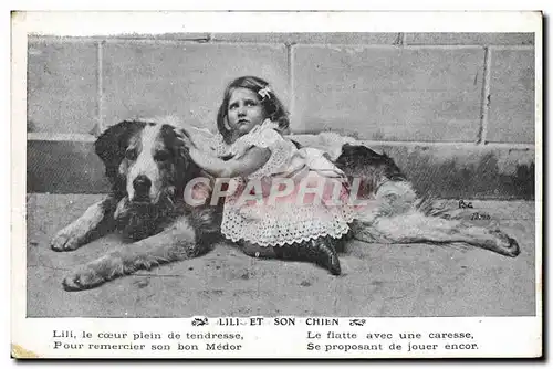 Cartes postales Chien Chiens Enfant Lili et son chien