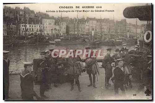 Cartes postales Militaria Arrivee a Boulogne de l&#39Etat Major du General French