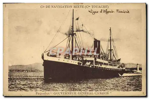 Cartes postales Bateau Paquebot Gouverneur GEneral Cambon Cie Touache