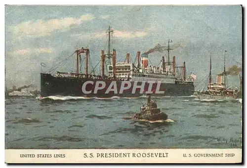 Cartes postales Bateau Paquebot SS President Roosevelet US Government Ship