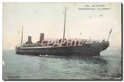 Cartes postales Bateau Paquebot Le Havre Le Transatlantique La Lorraine