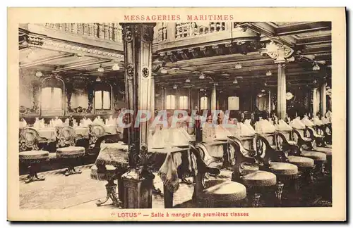 Cartes postales Bateau Paquebot Lotus Messageries Maritimes Salle a manger des premieres classes