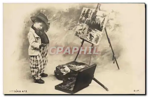 Cartes postales Enfant Peintre