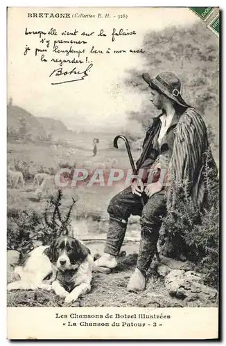 Cartes postales Folklore Botrel Les chansons de Botrel illustrees La chanson du patour Chien