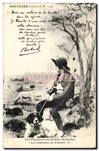 Cartes postales Folklore Botrel Les chansons de Botrel illustrees La chanson du patour Chien