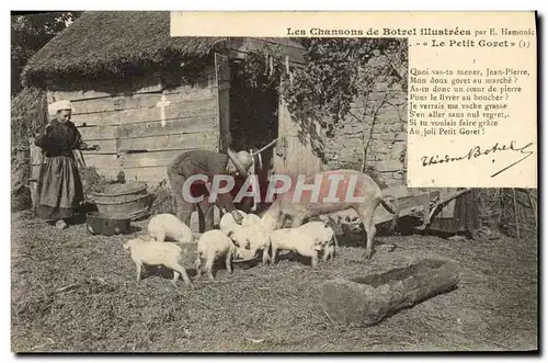 Cartes postales Folklore Botrel Les chansons de Botrel illustrees le petit goret Cochon Porc