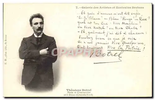 Cartes postales Folklore Theodore Botrel Poete et chansonnier ne a Dinan