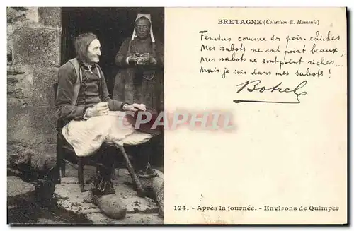 Cartes postales Folklore Breagne Botrel Apres la journee Environs de Quimper