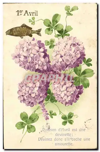 Ansichtskarte AK Fantaisie Fleurs Poisson 1er Avril