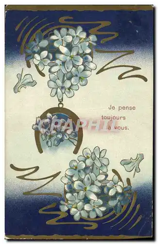 Cartes postales Fantaisie Fleurs Fer a cheval