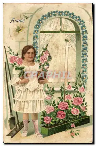 Cartes postales Fantaisie Fleurs Enfant