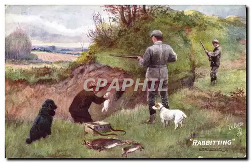 Cartes postales Chasse Rabbiting Lapin Chasseur