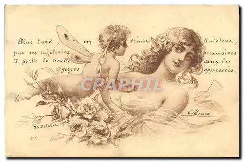 Cartes postales Fantaisie Illustrateur Femme Ange