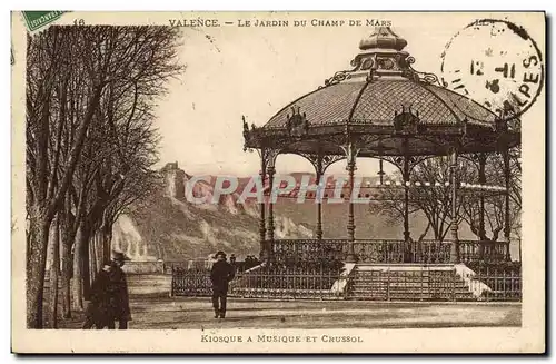 Cartes postales Kiosque a musique et Crussol Valence Le jardin du Champ de Mars