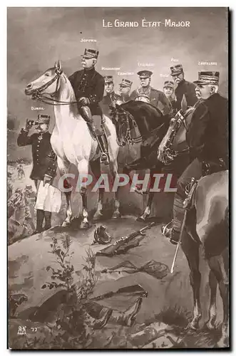 Cartes postales Militaria Le grand Etat Major Joffre Dubail Castelnau
