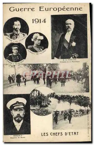 Cartes postales Militaria Les chefs d&#39Etat Nicolas II Poincare Pierre 1er de Serbie Russie Russia George V