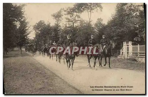 Cartes postales Militaria Les Grandes Manoeuvres du Nord Ouest Le General Hagron et son Etat Major