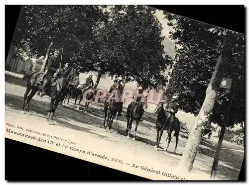 Cartes postales Militaria Manoeuvres des 13 et 14eme Corps d&#39armee le general Gillain et son Etat Major