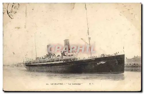 Cartes postales Bateau Paquebot Le Havre La Lorraine