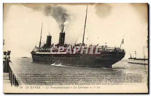 Cartes postales Bateau Paquebot Le Havre Transatlantique La Lorraine