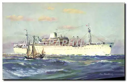 Cartes postales Bateau Paquebot Compagnie des Messageries Maritimes Laos