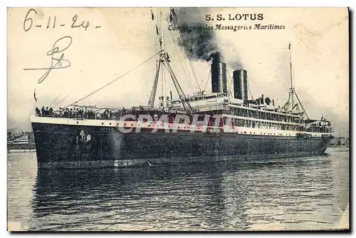 Cartes postales Bateau Paquebot SS Lotus Compagnie des Messageries Maritimes