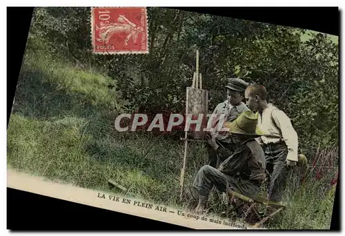 Cartes postales Peintre La vie en plein air Un coup de main inattendu Enfants