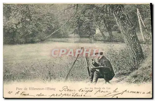 Cartes postales Peintre Parc de Villeneuve l&#39Etang Sur les bords du lac