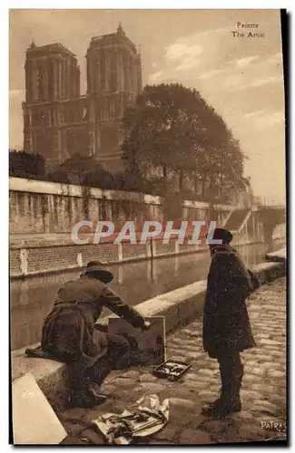 Cartes postales Peintre Le Long de la Seine Paris Notre Dame