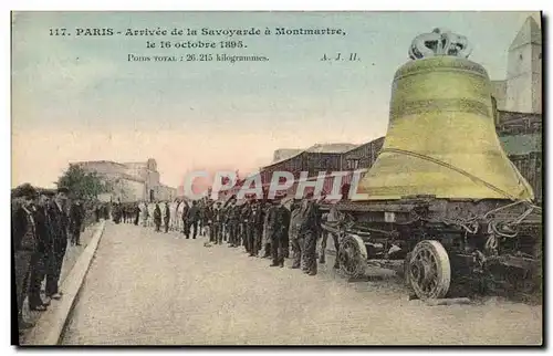 Cartes postales Cloche Paris Arrivee de la Savoyarde a Montmartre Sacre Coeur 16 octobre 1895