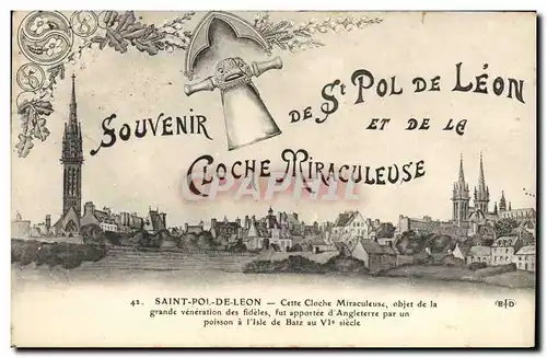 Cartes postales Cloche St Pol de Leon et de la cloche miraculeuse