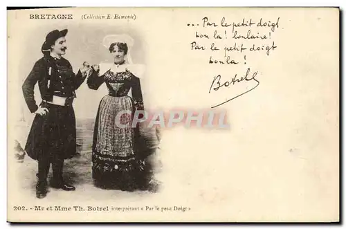 Cartes postales Folklore Bretagne Mr et Mme Botrel interpretant Par le Petit Doigt