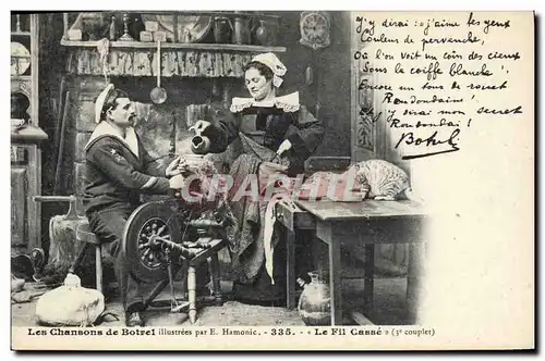 Cartes postales Folklore Les chansons de Botrel illustrees Le fil casse Marin