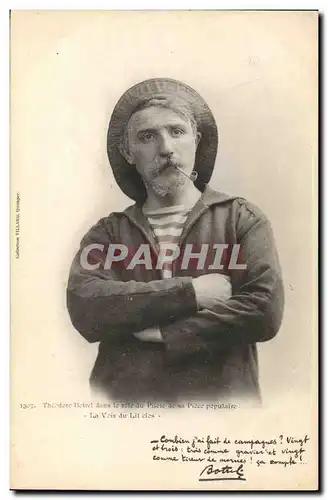 Cartes postales Folklore Theodore Botrel dans le role du pilote de sa piece populaire La Voix du Lit clos