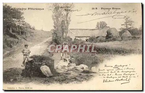 Cartes postales Folklore Botrel paysage breton