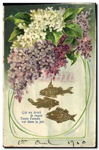 Cartes postales Fantaisie Fleurs Poissons