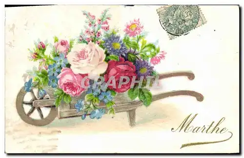 Cartes postales Fantaisie Fleurs Marthe