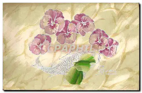 Cartes postales Fantaisie Fleurs Poisson