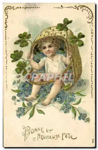 Cartes postales Fantaisie Fleurs Enfant Trefles