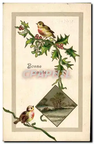 Cartes postales Fantaisie Fleurs Oiseaux