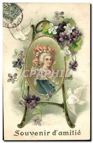 Cartes postales Fantaisie Fleurs Femme Colombes