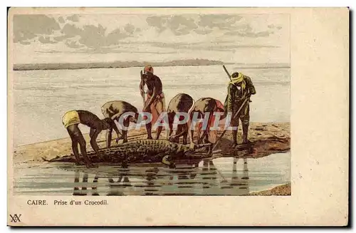 Ansichtskarte AK Chasse Caire prise d&#39un crocodiale Egypte Egypt