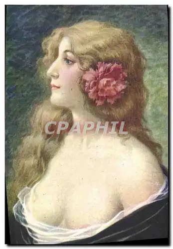 Ansichtskarte AK Fantaisie Illustrateur Beaute fleurie Femme