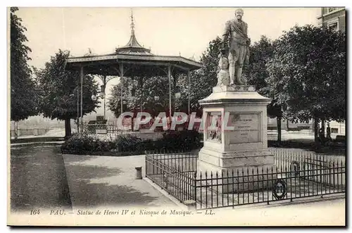 Ansichtskarte AK Pau Statue de Henri IV et Kiosque de musique