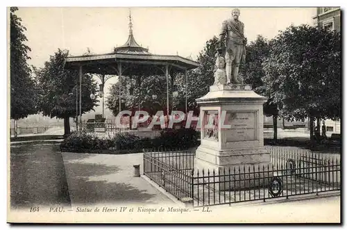 Cartes postales Pau Statue de Henri IV et Kiosque de musique