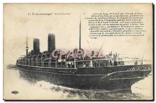 Cartes postales Bateau Paquebot Transatlantique La Lorraine