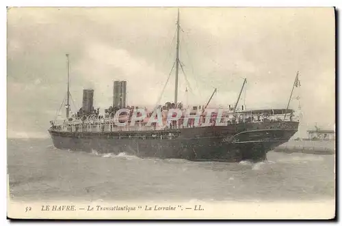 Cartes postales Bateau Paquebot Transatlantique La Lorraine Le Havre