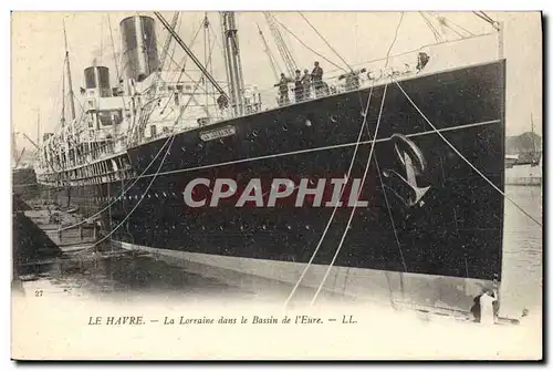 Cartes postales Bateau Paquebot Le Havre La Lorraine dans le bassin de l&#39Eure