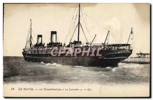 Cartes postales Bateau Paquebot Le Havre Transatlantique La Lorraine