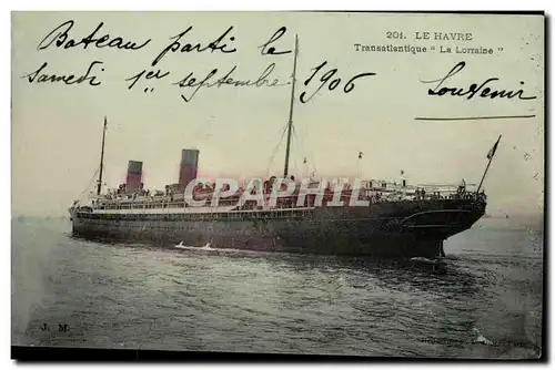 Cartes postales Bateau Paquebot Transatlantique La Lorraine Le Havre